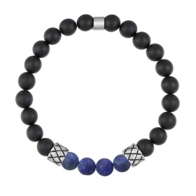 Korálkový náramek Marco - 8 mm matný černý onyx a lapis lazuli, Modrá 25 cm