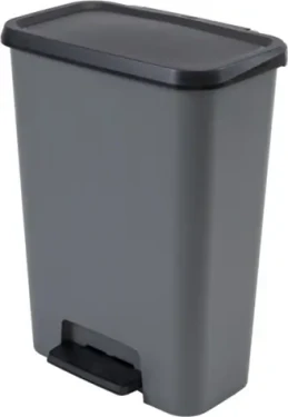 CURVER Odpadkový koš Compatta šedý / Pedálové otevírání / 50 l / Tiché zavírání víka (249810)