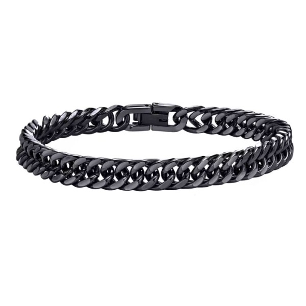 Pánský ocelový náramek Miami Cuban Black 8 mm, Černá 19 cm