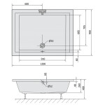 POLYSAN - DEEP hluboká sprchová vanička s konstrukcí, obdélník 120x90x26cm, bílá 72392