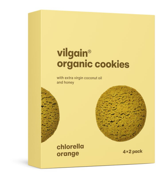 Vilgain Cookies BIO – chlorella a pomeranč 135 g (4 x 2 sušenky)