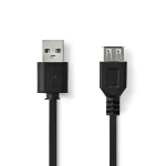 Nedis CCGB60010BK20 černá / Prodlužovací kabel USB / USB 2.0 / zástrčka A - zásuvka A / 2 m (CCGB60010BK20)