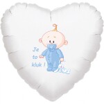 Balónek bílý fóliový srdíčko Je to kluk! balonky.cz Balónek bílý fóliový srdíčko Je to kluk! balonky.cz