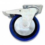 Kolečko pojezdové, 200mm, otočné+brzda, tvrdá pryž-modrá, 300kg