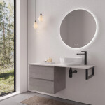 CERANO - Koupelnová skříňka Carole - betonově šedá + deska pod umyvadlo z lit. mramoru Elanys - 12 mm + konzole černá - 120x46x49,2 CER-679311