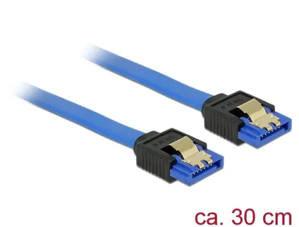 Delock Kabel SATA 6 Gb/s samice přímá SATA samice přímá 30 cm modrá / se zlatými sponami (84978-D)