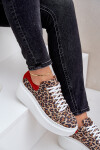 Kožené sneakerky na platformě s leopardím vzorem Zazoo 3346 hnědo-červené 40