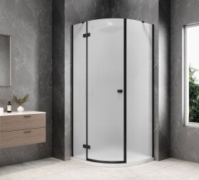 POLYSAN - GLOBE BLACK čtvrtkruhový sprchový kout 900x900, matné sklo, levé GB2690MLB