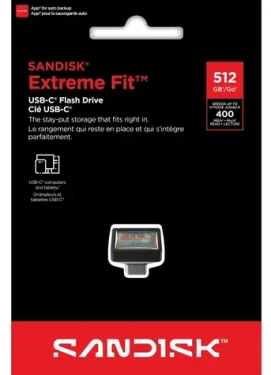 SanDisk Extreme Fit USB-C 512GB černá / Flash disk / USB-C / čtení: 400 MB/s (SDCZ530-512G-G46)