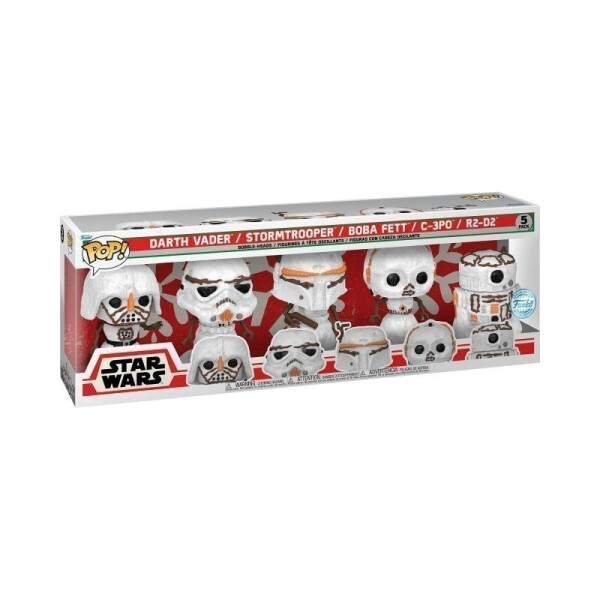 Funko POP Star Wars: Holiday Snowman - Darth Vader, Stormtrooper, Boba Fett, C-3PO, R2-D2 - 5 pack (exclusive special edition)
