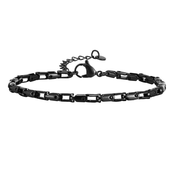 Pánský ocelový náramek Eugen Black - chirurgická ocel, Černá 18 cm + 5 cm (prodloužení)