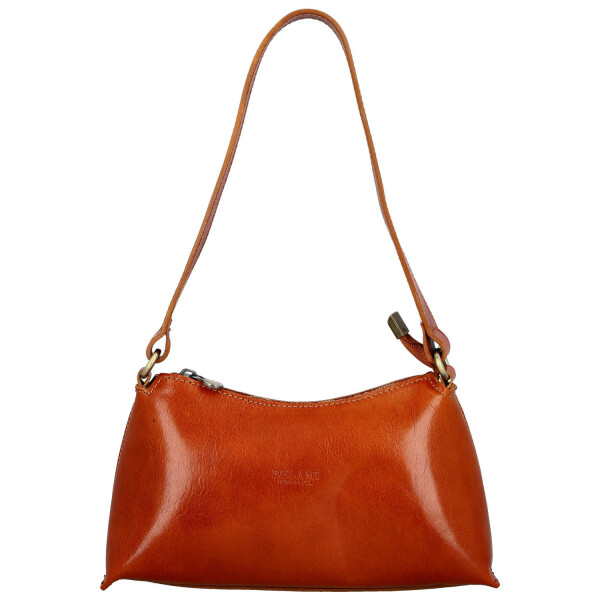 Módní dámská kožená kabelka na rameno Delami Vera Pelle Nemia, koňaková
