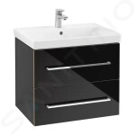 VILLEROY & BOCH - Avento Umyvadlová skříňka, 630x514x452 mm, 2 zásuvky, Crystal Black A89000B3