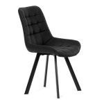 Židle jídelní, černá látka v dekoru broušené kůže, černý kov