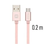 Swissten 71522105 USB 2.0, zástrčka zástrčka micro opletený, 0,2m, růžovo-zlatý