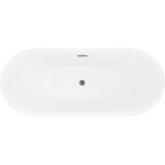 MEXEN/S - Lotos volně stojící vana 140 x 75, bílá/černá, sifon a přepad grafit kartáčovaná 52051407775-66