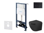 Kielle - Genesis New Set předstěnové instalace, klozetu Oudee, Vortex Rimless+, sedátka softclose a tlačítka Gemini New II, matná černá 30528SS92