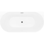 MEXEN/S - Oval Slim volně stojící vana nástěnná 170 x 80, bílá/šedá, sifon a přepad grafit metal 52661708062-95