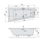 POLYSAN - ANDRA L SLIM asymetrická vana 170x90x45cm, bílá 81111S