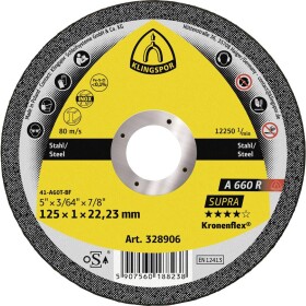 Klingspor A 660 R Supra 328906 řezný kotouč rovný 125 mm 25 ks nerezová ocel