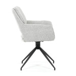 Židle jídelní, krémová látka, noha černý kov, otočný mechanismus 360°