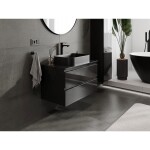 MEXEN/S - Orio koupelnová skříňka pod umyvadlo 80 cm s deskou, 2 zásuvky, černá lesk 91A10-08047-2-BFFC70