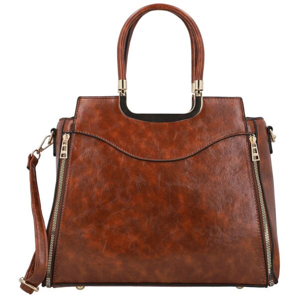 Luxusní dámská koženková kabelka do ruky Wieke, hnědá