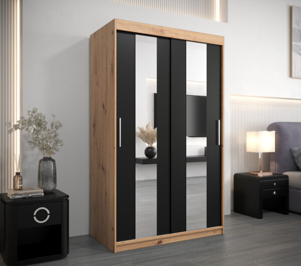 Šatní skříň Abi Po Barva korpusu: Dub artisan, Rozměry: 100 cm, Dveře: Černá