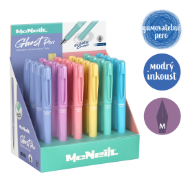 Colorino gumovatelné bombičkové pero McNeill - Pastel, 24 ks, modrá náplň, displej, mix pastelových barev - 24ks