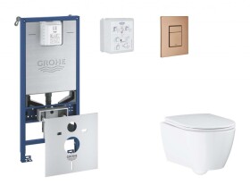 GROHE - Rapid SLX Set předstěnové instalace, klozetu, sedátka SoftClose a tlačítka Skate Cosmopolitan, kartáčovaný Warm Sunset SANI11BB4118