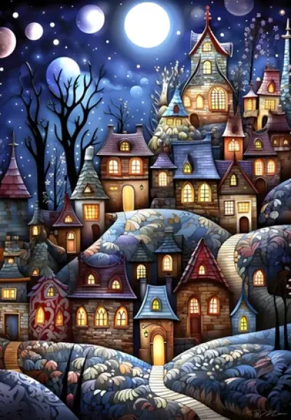 ALIPSON Puzzle Vesnička při úplňku