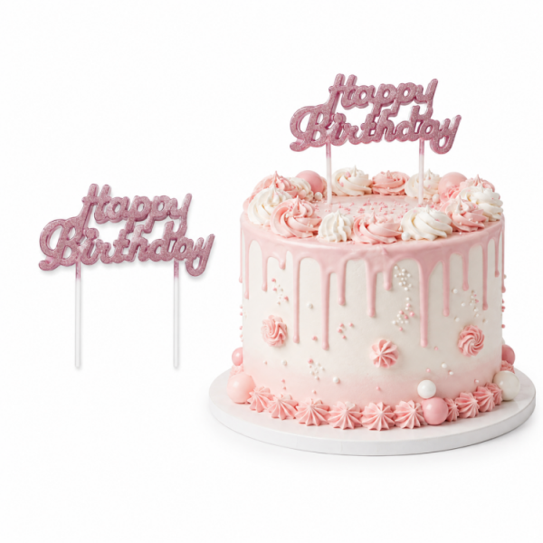 Dortisimo Svíčka Happy Birthday růžová