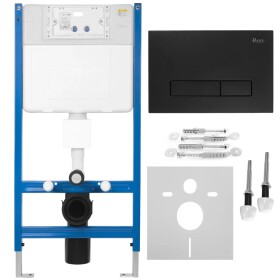REA - Podomítkový WC systém K011A-Q + tlačítka I HD Black KPL-E0633