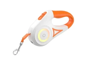 Rojeco Automatické vodítko pro psy LED 5 m (bílé a oranžové) (RQYS-04 Orange)