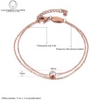 Ocelový dvojitý náramek se zirkonem Natalie Gold, Zlatá 17 cm + 3 cm (prodloužení)