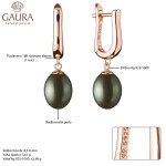 Stříbrné pozlacené náušnice s perlou Julie Black, stříbro 925/1000, Černá