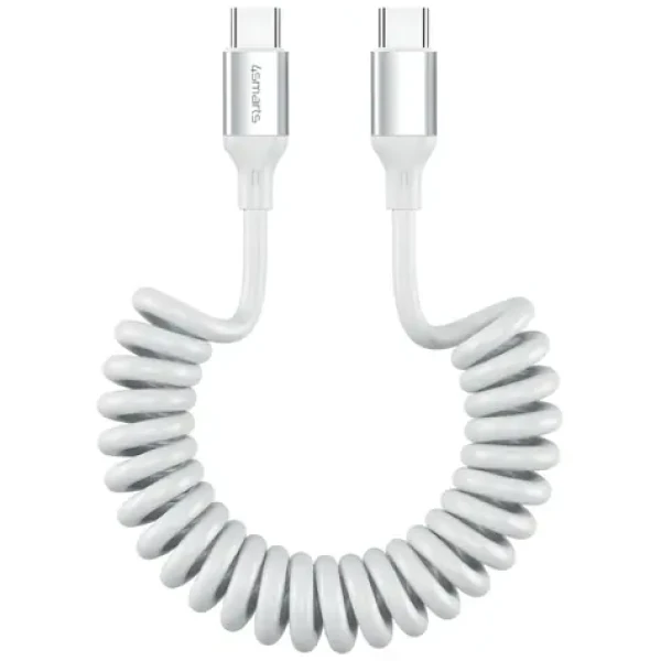 4smarts USB-C na USB-C bílá / Spirálový kabel / 100W Power Delivery / 1,5 m (541600)