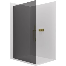 CERANO Sprchová zástěna Walk-in Crystal L/P - 8 mm - bezvzpěrový systém - zlatá, grafitové sklo - 90x200 cm