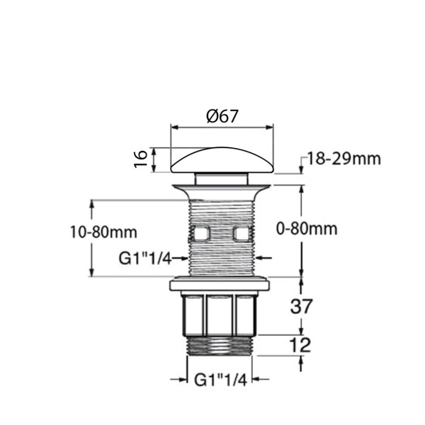 SAPHO - BLOK umyvadlová výpust 5/4“, click-clack, zátka leštěný béžový travertin 2401-901