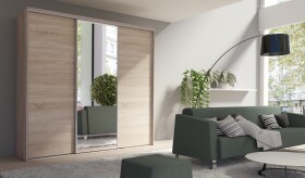 FRONTI Šatní skříň GRANDE 254 3x Zrcadlo dub sonoma 7390