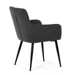 Židle jídelní, tmavě šedá látka, černý kov