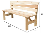 Rojaplast VIKING zahradní lavice dřevěná PŘÍRODNÍ - 200 cm