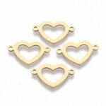 Spojovací mezidíl z nerezové oceli - zlatý - srdce - 12 x 20 x 1 mm - 1 ks