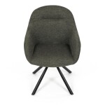 Židle jídelní, zelená látka a tmavě šedá látka v dekoru vintage kůže, černý kov, otočná P90°+ L90° s vratným mechanismem