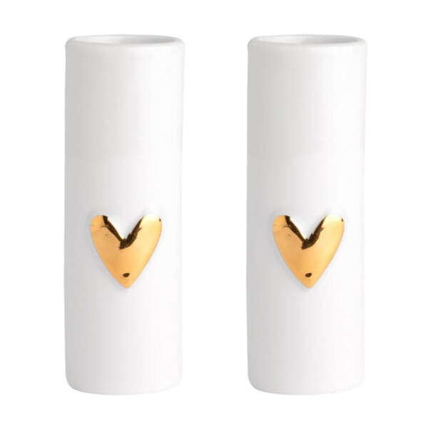 Räder Porcelánové vázičky Gold Heart – set 2 ks, bílá barva, porcelán