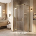 REA - Sprchový kout Bruno 90x90 Brush Gold REA-K3600