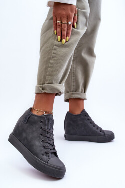 Dámské Kožené Tenisky Na Koturnu Big Star MM274005 Šedé 39