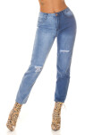 Sexy Highwaist Bi-Color Mom Jeans Použitý vzhled denimblue