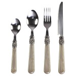 Chic Antique Sada příborů Silver Deco Champagne – 16 ks, béžová barva, kov, plast