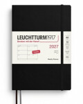 Týdenní plánovač Black, Medium A5 2027, Softcover, anglicky